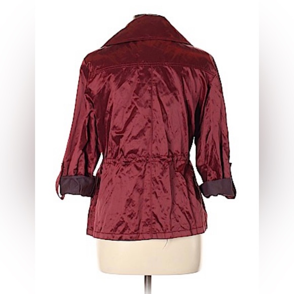 Ruby Rd Metallic NWOT Cranberry Red Button Front Jacket Drawstring Waist Size 16 - Picture 2 of 10